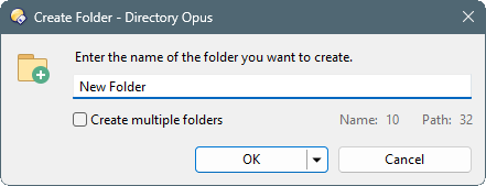 Creating Folders [Directory Opus Manual]